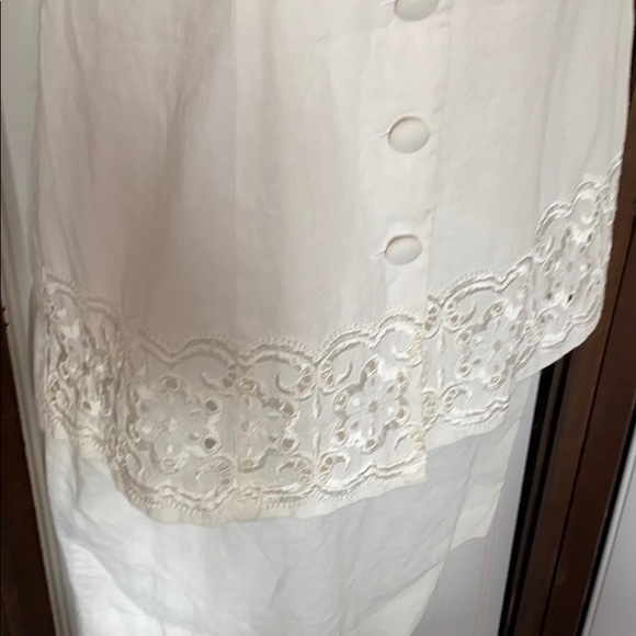 Vintage white unique cotton 80s eyelet lace embroidered white lagenlook dress s - Picture 4 of 6